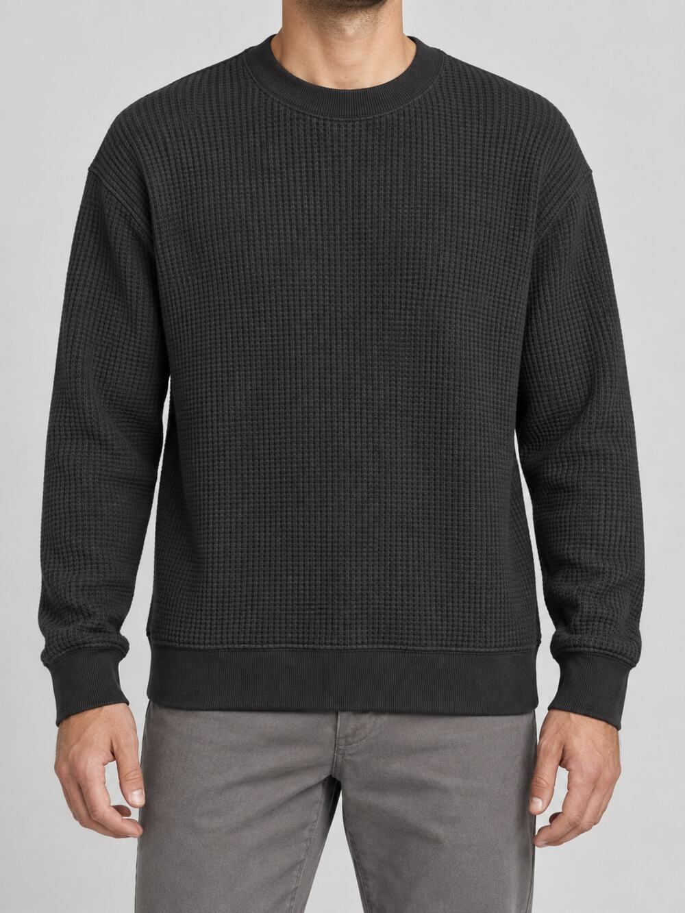 Madewell Waffle-Knit Sweatshirt Men's Small Licorice Black Cotton NY118 NWT